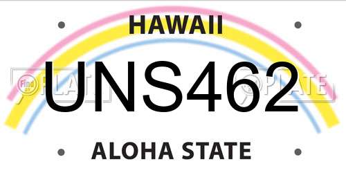 UNS462 Hawaii License Plate