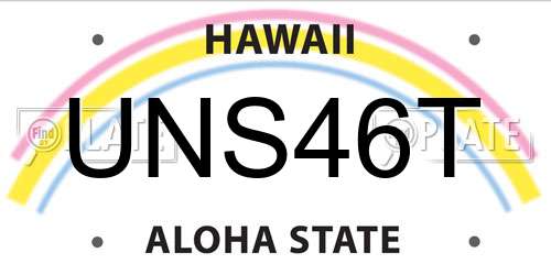 UNS46T Hawaii License Plate