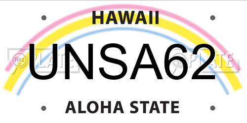 UNSA62 Hawaii License Plate