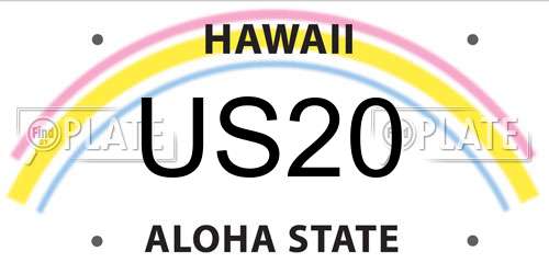 US20 Hawaii License Plate