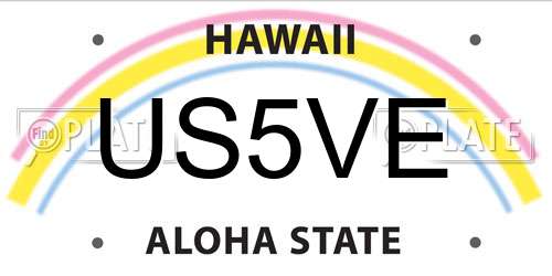 US5VE Hawaii License Plate
