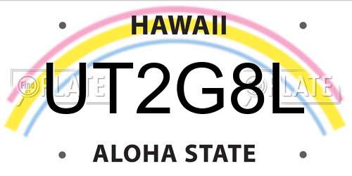 UT2G8L Hawaii License Plate