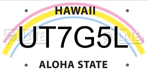 UT7G5L Hawaii License Plate