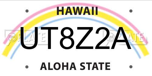 UT8Z2A Hawaii License Plate