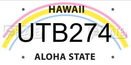 UTB274 Hawaii License Plate