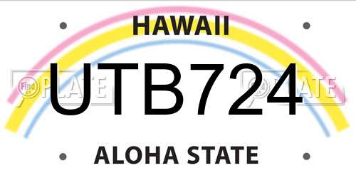 UTB724 Hawaii License Plate