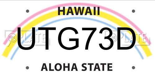 UTG73D Hawaii License Plate