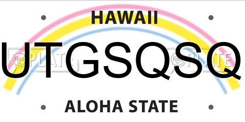 UTGSQSQ Hawaii License Plate