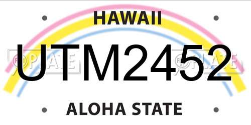 UTM2452 Hawaii License Plate