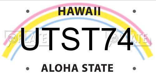 UTST74 Hawaii License Plate
