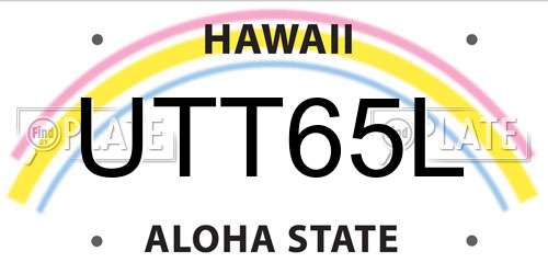 UTT65L Hawaii License Plate