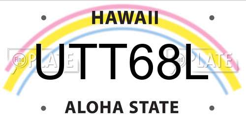 UTT68L Hawaii License Plate