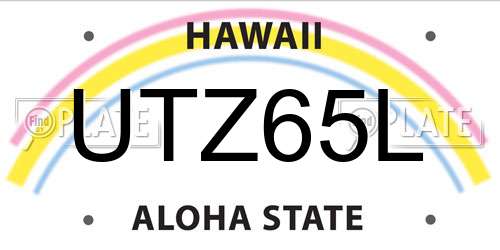 UTZ65L Hawaii License Plate