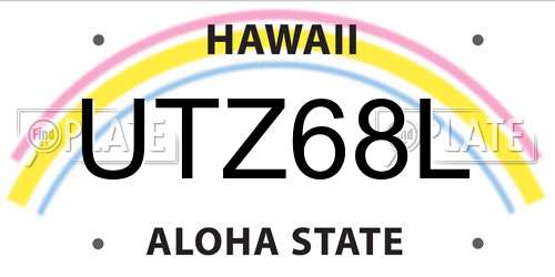 UTZ68L Hawaii License Plate