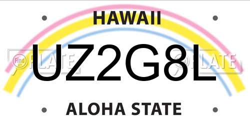 UZ2G8L Hawaii License Plate