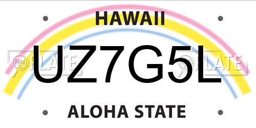 UZ7G5L Hawaii License Plate