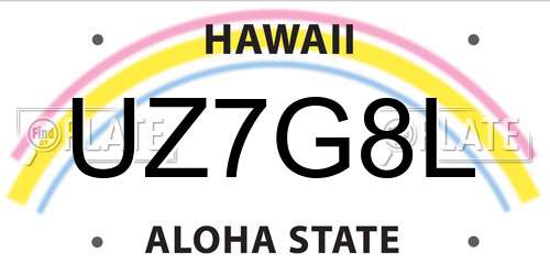 UZ7G8L Hawaii License Plate