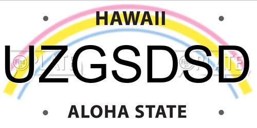 UZGSDSD Hawaii License Plate