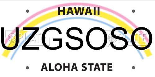 UZGSOSO Hawaii License Plate