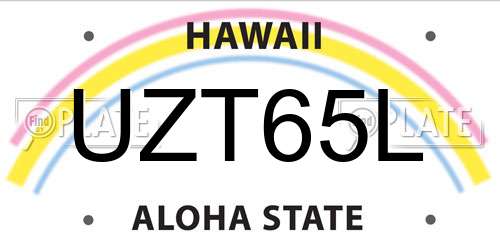 UZT65L Hawaii License Plate