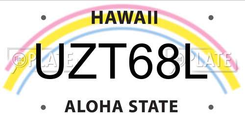 UZT68L Hawaii License Plate