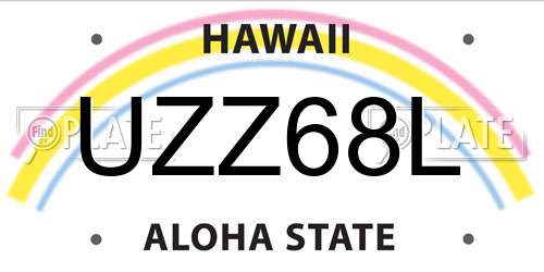 UZZ68L Hawaii License Plate
