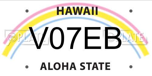 V07EB Hawaii License Plate