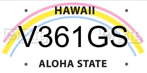 V361GS Hawaii License Plate