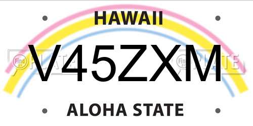 V45ZXM Hawaii License Plate