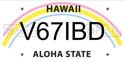 V67IBD Hawaii License Plate