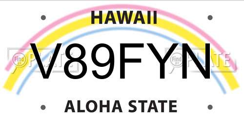 V89FYN Hawaii License Plate