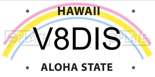 V8DIS Hawaii License Plate