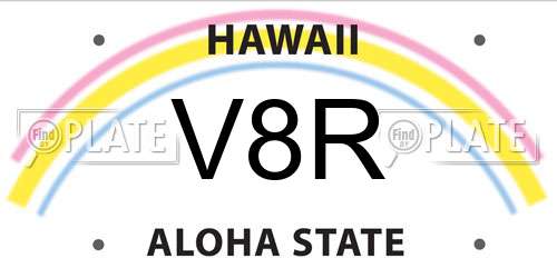 V8R Hawaii License Plate