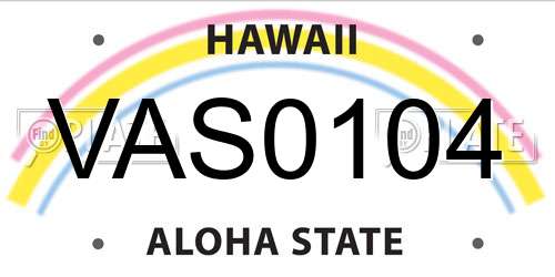 VAS0104 Hawaii License Plate
