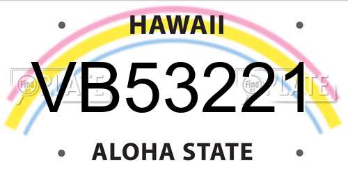 VB53221 Hawaii License Plate