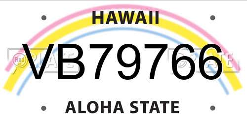 VB79766 Hawaii License Plate