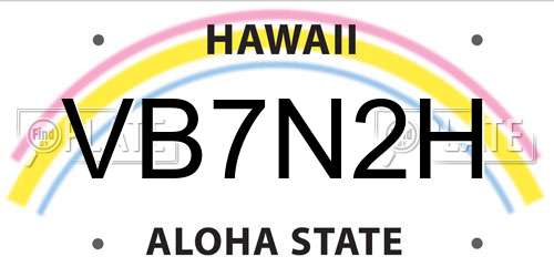 VB7N2H Hawaii License Plate