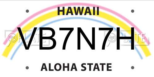 VB7N7H Hawaii License Plate