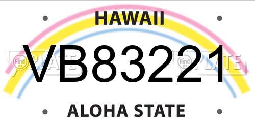 VB83221 Hawaii License Plate