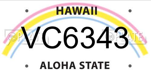 VC6343 Hawaii License Plate