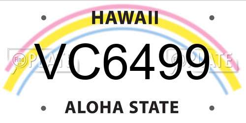 VC6499 Hawaii License Plate