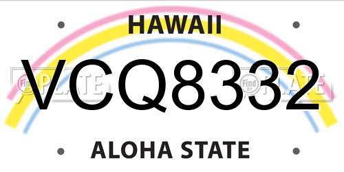 VCQ8332 Hawaii License Plate