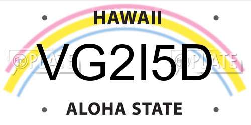 VG2I5D Hawaii License Plate