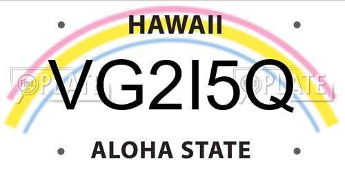 VG2I5Q Hawaii License Plate