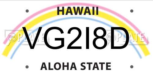 VG2I8D Hawaii License Plate
