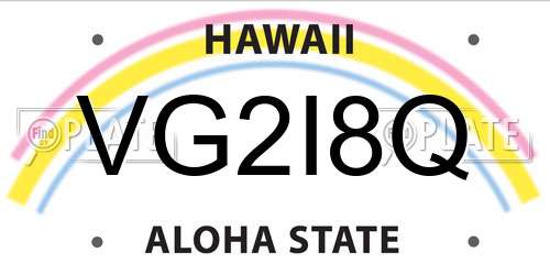 VG2I8Q Hawaii License Plate