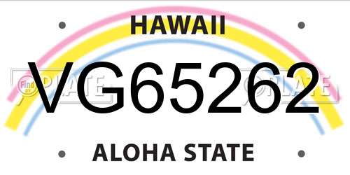 VG65262 Hawaii License Plate