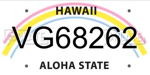VG68262 Hawaii License Plate