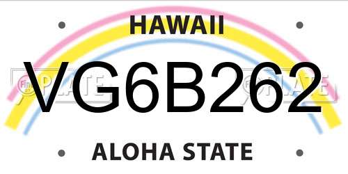 VG6B262 Hawaii License Plate