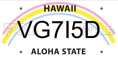 VG7I5D Hawaii License Plate